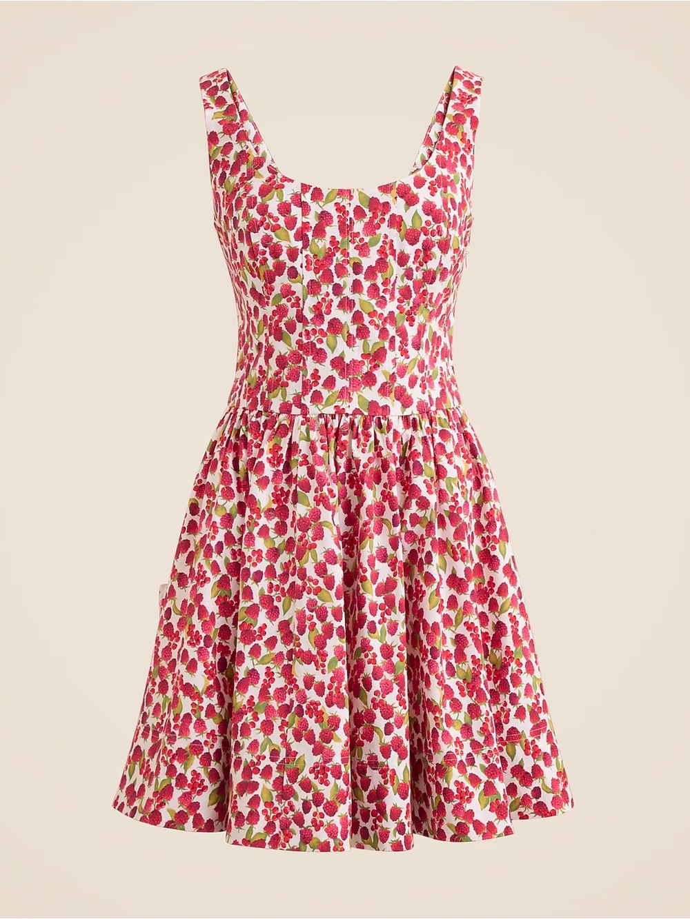 J. Crew Fit-and-Flare Mini Dress in Raspberry Print